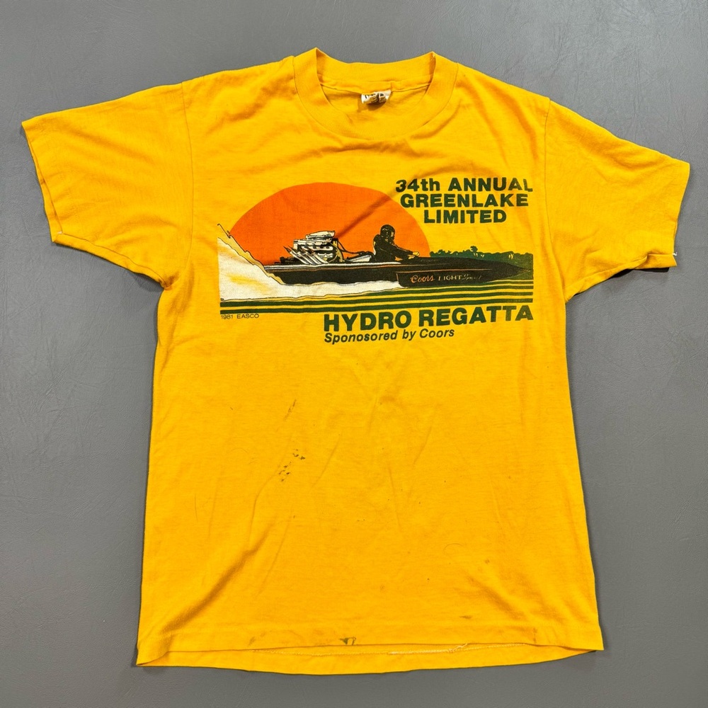 Vintage 1981 Greenlake Hydro Regatta Coors Tee Single Stitch USA XS
